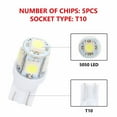 thumbnail image 6 of 50Pcs Super White T10 Wedge 5-SMD 5050 LED Light bulbs W5W 2825 158 192 168 194 US, 6 of 10