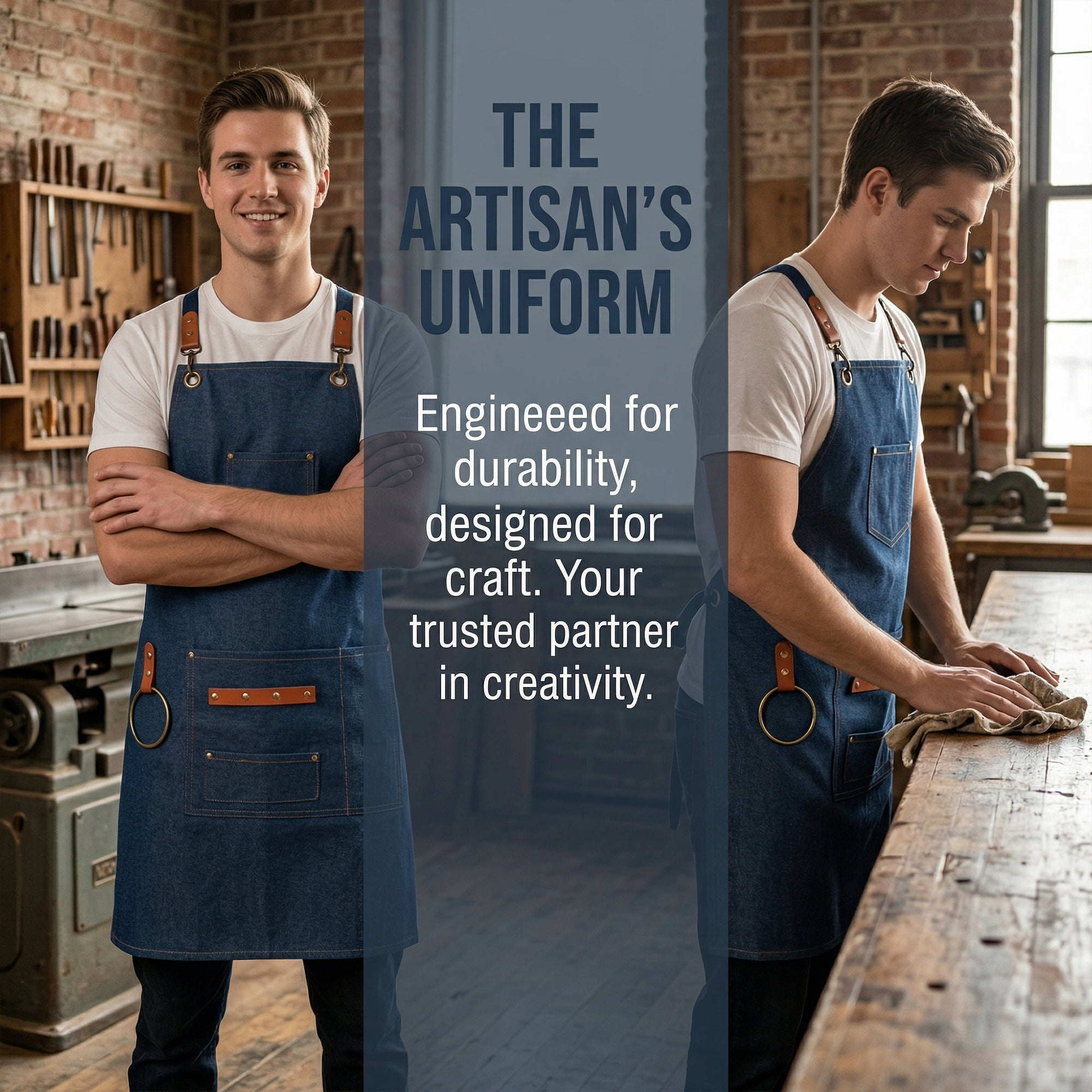 Unique Bargains Adjustable Cooking Apron with Pockets for Home and Kitchen Blue