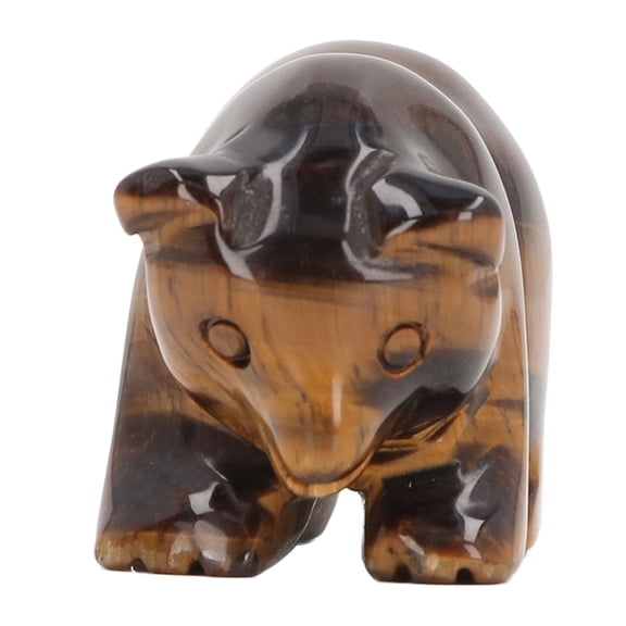 Riousery 1.5in Crystal Bear Decor Handicraft Delicate Bear Statue Animal Figurine for Tables Desks Entryway Yellow Tiger S Eye Home Decorative Stone Knick-Knack