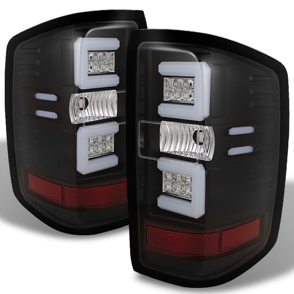 AKKON - For 14-19 Chevy Silverado 1500 15-19 2500HD/3500HD Black Light Tube LED Tail Lights Brake Lamps