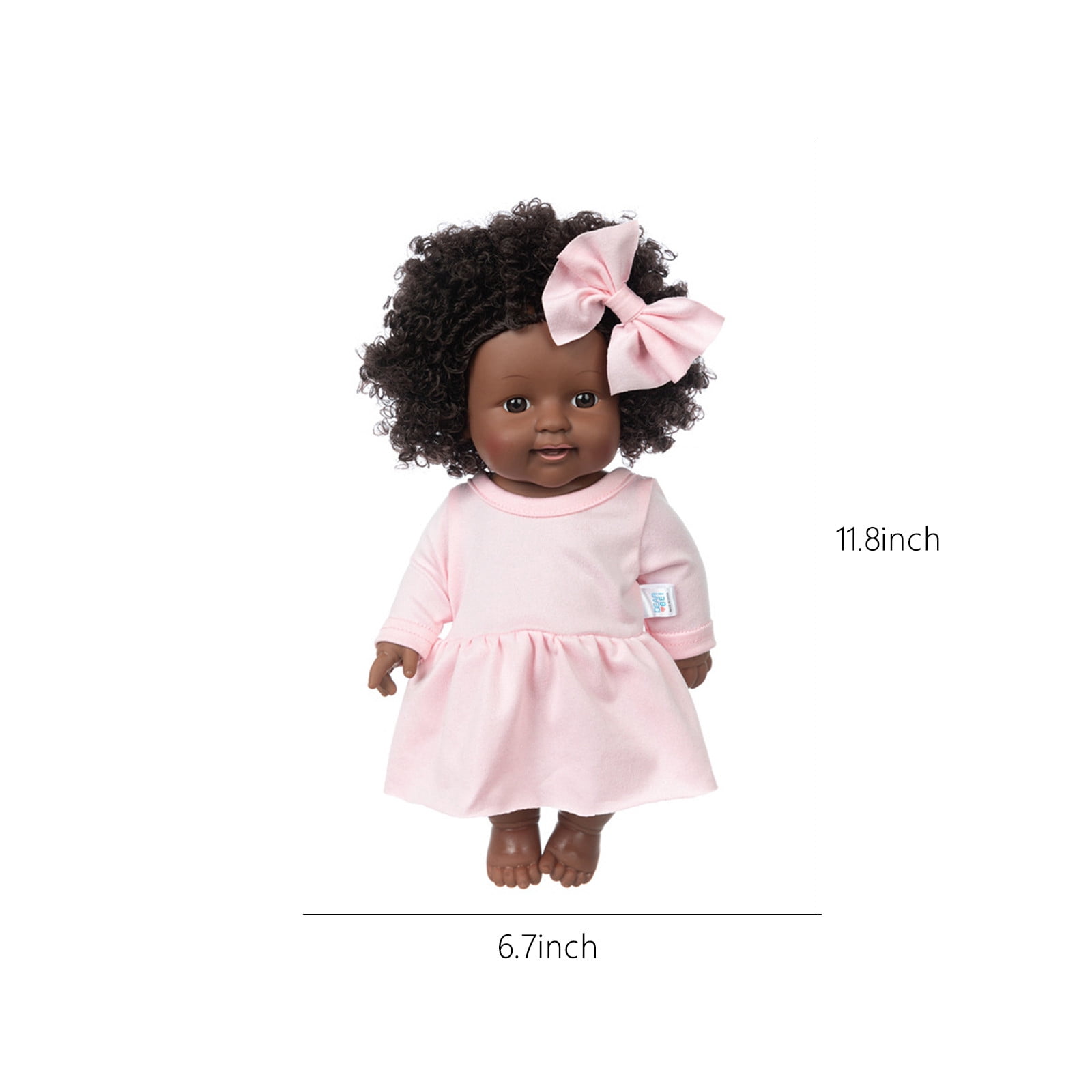 Twfbrm 12 in Lifelike Silicone Vinyl Reborn Baby Dolls, African American Baby Black Dolls, Give for Kids & Girl Holiday Birthday Gift, African Black Dolls, Baby Toys for Toddler Aged 1 2 3 4 5-Pink