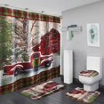 thumbnail image 1 of PATIO 4 Pieces Set 3D Digital Printing High-Density Merry Christmas Theme Pattern Shower Curtain Set Bathroom Floor Mat Base Mat Toilet Mat Home Holiday Decoration Bathroom Accessories Ch, 1 of 9
