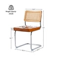 thumbnail image 2 of GrandNoor Brown Faux Leather Rattan Dining Chairs Set of 4, Wooden Mid Century Modern Dining Room Chairs, Mesh Back Cane Kitchen Chair, Cesca Design Chairs with Metal Chrome Legs, 2 of 8