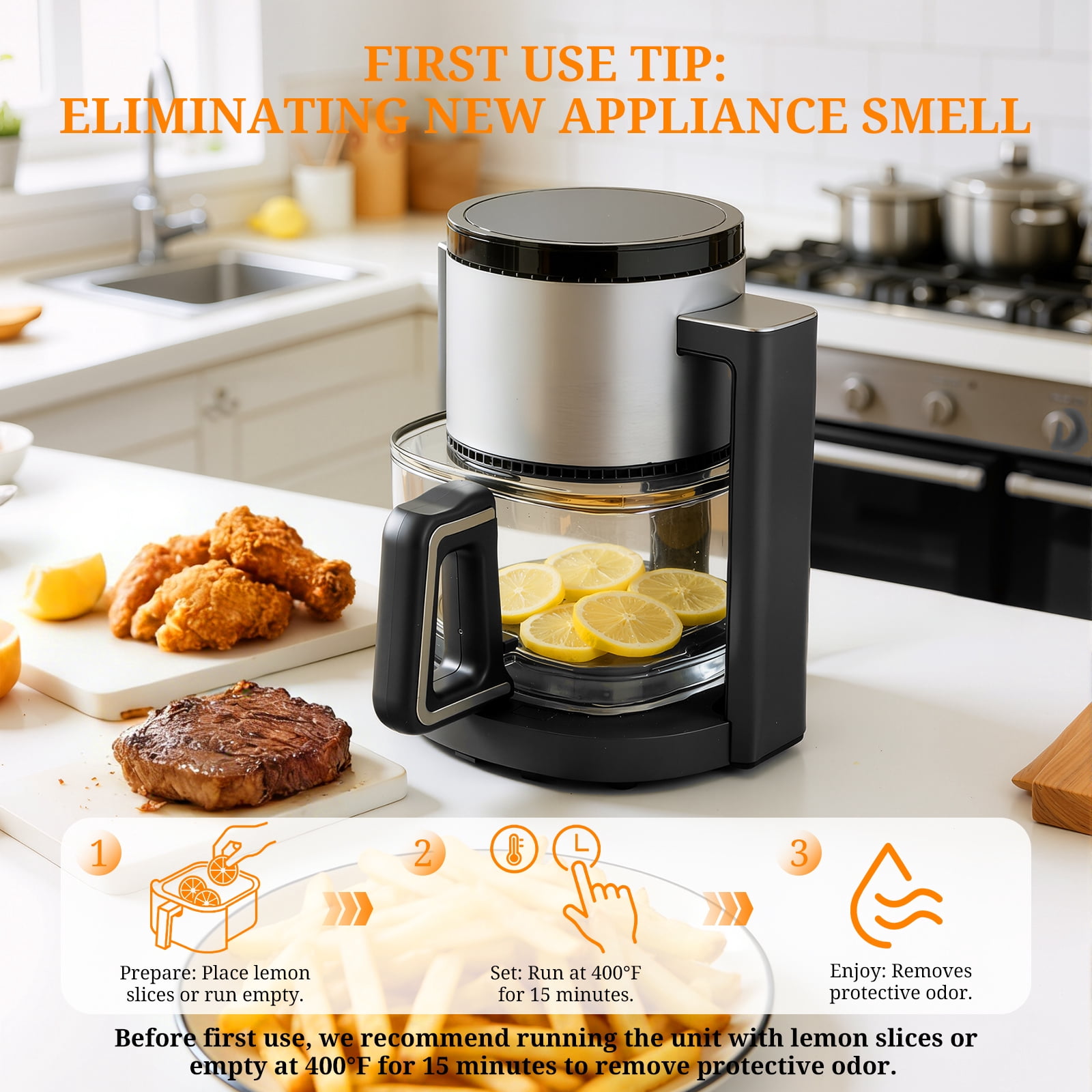 Atilioo 4.7 Qt Glass Air Fryer with 10 Presets Digital Touch, Compact Design, Quick & Easy Meals in Minutes, Gray