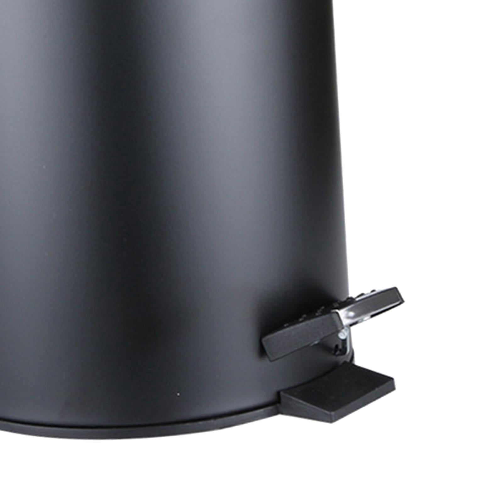 Axioma Mini Bathroom Trash Can with Bamboo Lid , Round Step Garbage Container Bin with 5L Black