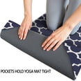 thumbnail image 3 of Navy and White Geometric Lattice Pattern Hot Yoga Mat Towel Non Slip for Hot Yoga - Quick-Drying Yoga Mat Cover with 4 Corner Pockets with Travel Bag - Hot Yoga Towel Non Slip 74"x26", 3 of 6