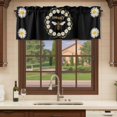 thumbnail image 6 of Black Daisy Bees Curtain Valances for Windows, Kitchen Valance Window Treatments Panel 2 Pack, Spring Farmhouse Honey Floral Rings Rod Pocket Short Curtains for Bathroom Bedroom 42 x 12 Inch, 6 of 8