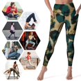 thumbnail image 5 of Green Gold Leopard Glitter Fabric Leggings Fitness Gym Yoga Pants High Waist Stretch Sports Tights Leggins, 5 of 6