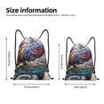 thumbnail image 2 of Kdxio Psychedelic Shark Artwork Print Drawstring Backpack Bag,Waterproof Draw String Back Sack, Gym Drawstring Bags Swim Bag For Unisex, 2 of 5
