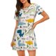 thumbnail image 1 of Fotbe Childish Dinosaur Bata de Dormir para Mujer con Estampado, Camisón de Algodón de Manga Corta, Ropa de Dormir Casual, 1 of 6