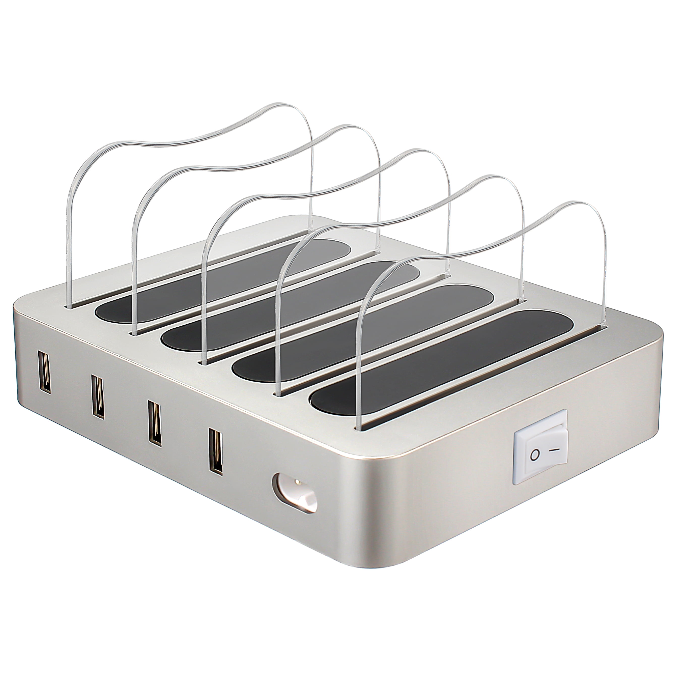CLEVER BRIGHT Smart USB Charging Dock Station 4 USB 5V/ 4.1A Max Desktop Charger Stadnd for iPhone, iPad, Ect. CST004, White