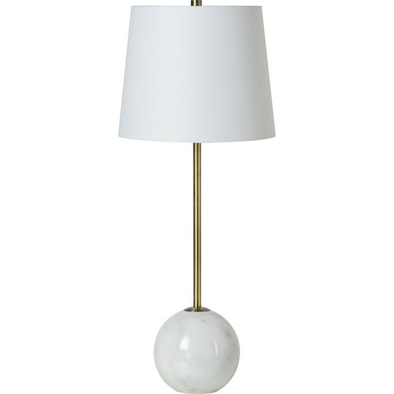 Renwil Naomi 1-Light Modern Metal Table Lamp in Brass & White (Set of 2)