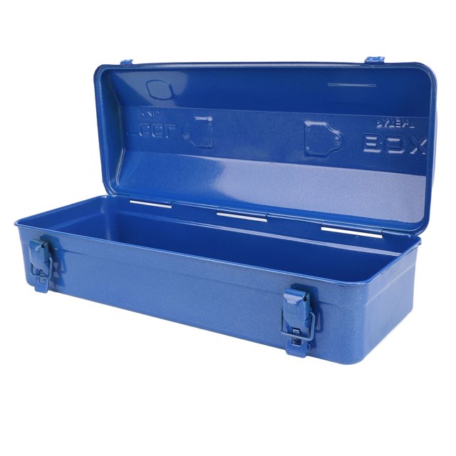 Portable Storage Box, Blue Toolbox Metal Structure High Load Bearing Portable Tool Storage Organizer for Workshop Garage Car Job Site