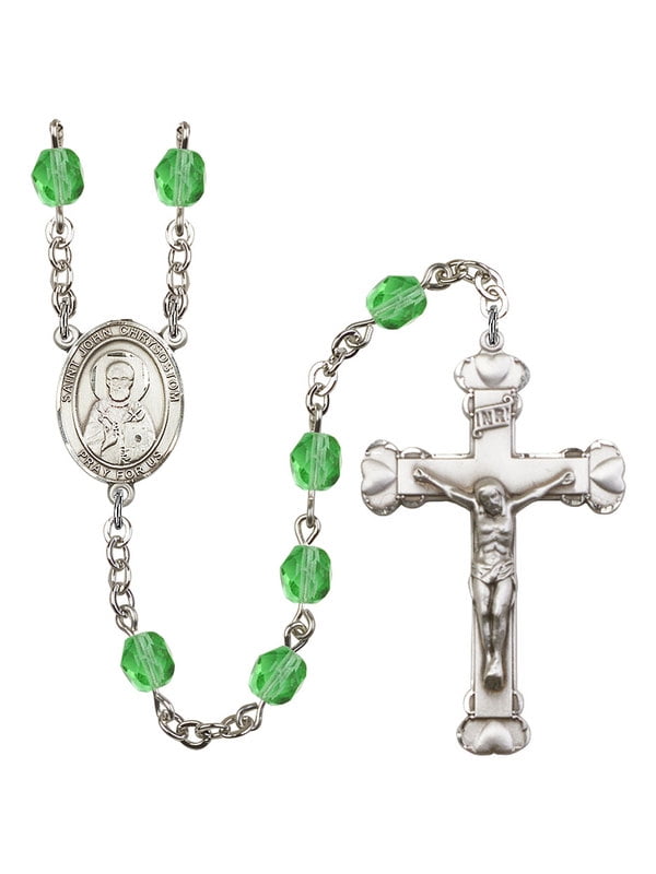 Bonyak Jewelry Light Green Glass August Rosary Boxed Bonyak Jewelry Light Green Glass August Rosary Boxed