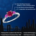 thumbnail image 2 of Gem Stone King 10K White Gold Red Created Ruby and Pink Sapphire 3-Stone Ring for Women | 1.27 Cttw | Round 6MM | Gemstone July Birthstone | Size 6, 2 of 6