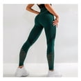 thumbnail image 2 of Mujer fitness leggings yoga costura súper elástico sudor absorbente jogging pantalones de color sólido hueco agujero casual caminando legging verde m seitruly AP004679-14, 2 of 7