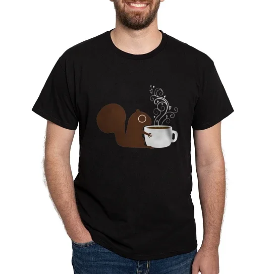 CafePress - Coffee Squirrel Dark T Shirt - Men's Classic Cotton T-Shirts