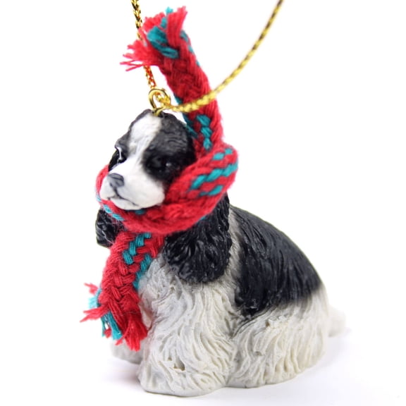 Cocker Spaniel Tiny Miniature One Christmas Ornament Black-White - DELIGHTFUL!