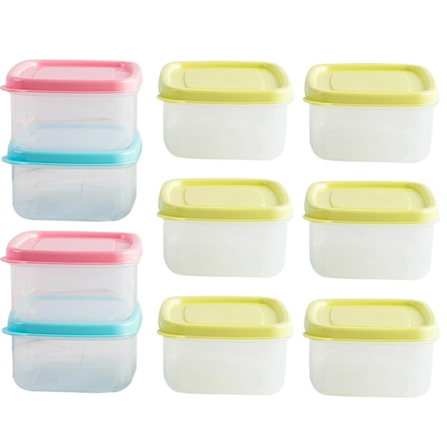 10pcs 250ml Mini Plastic Crisper Square Food Container Kitchen Lunch Boxes Sealed Box for Refrigerator Microwave Oven (R