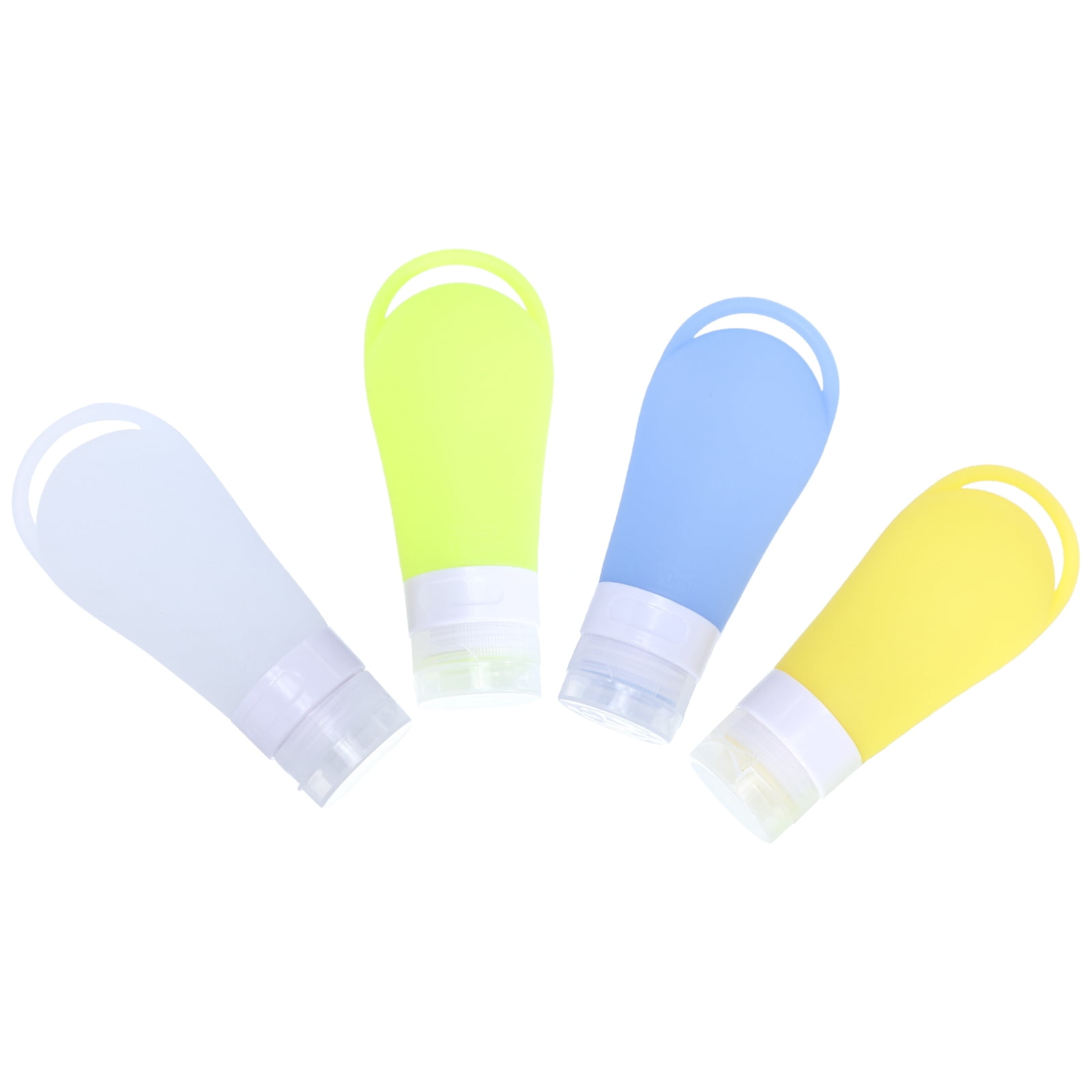 HOOWIFFY 4-Pack Reusable Silicone Travel Bottles for Toiletries, Leak-Proof Sub-Packing Bottles 13.5x5.3cm, Ideal for Vacation