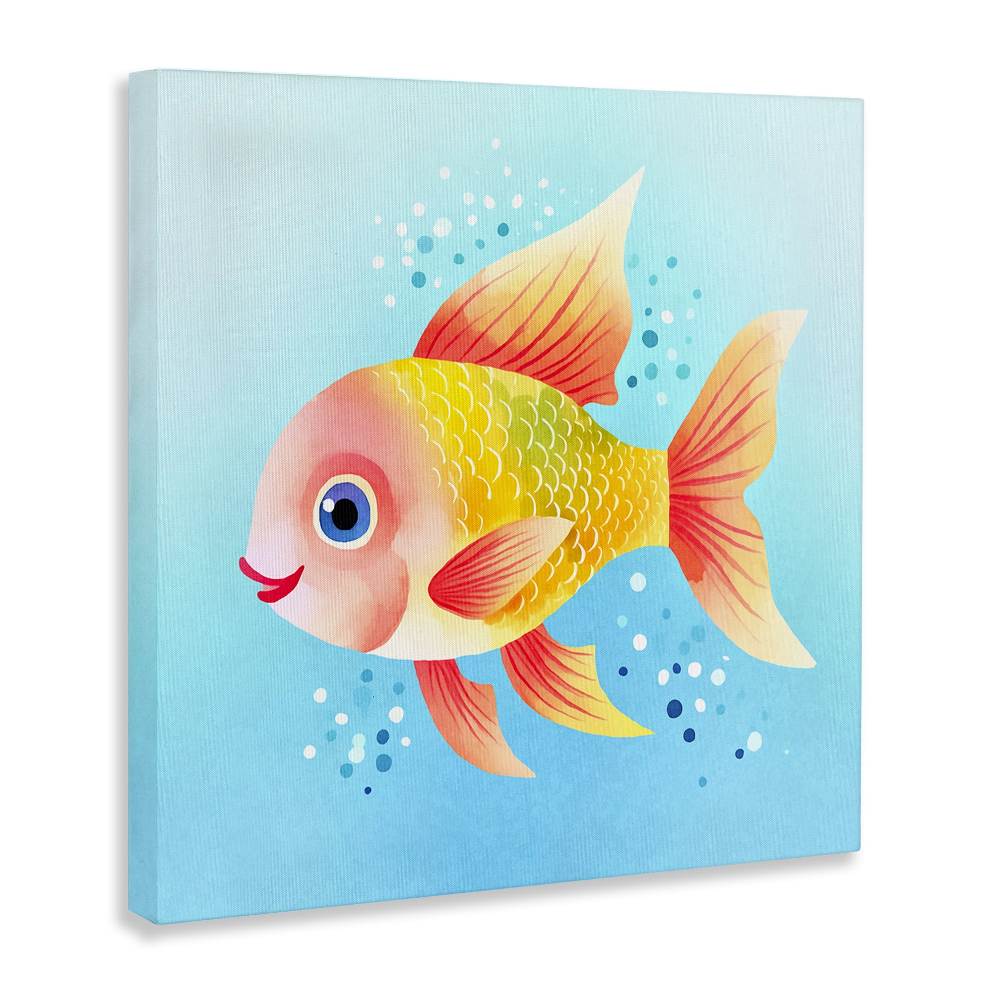 Stupell Industries Happy Fish with Speckles Animals Painting Wrapped Canvas Art Print Wall Art, 30 x 30