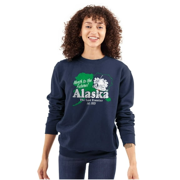 Retro Betty Boop Alaska State Outline Women Plus Size Sweatshirt Brisco Brands 4X