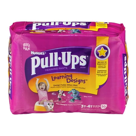 Huggies Pull-Ups Learning Design Girls' Training Pants Big Pack, Size 3T-4T, 50 Count