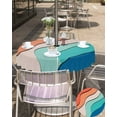 thumbnail image 5 of Rainbow Wave Red Blue Round Tablecloth with Zipper,Waterproof Table Cloth with Umbrella Hole Patio Tablecloths for Outdoor Tables,Modern Color Block Ripples Washable Spillproof Table Cover, 5 of 6
