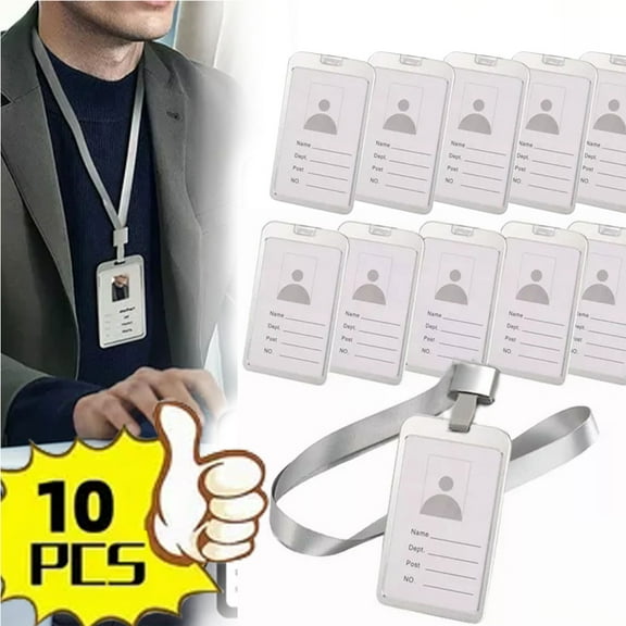 10 Pack Badge Holder with Cruise Lanyards and Id Tag, Clear Waterproof Id Card Holder with Solid Color Neck Lanyard Strap, Sliver Lanyard Wide 0.59inch (1.5cm)