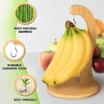 thumbnail image 3 of czcpp-- Support à Banane avec Crochet Suspendu - Support en Bois Rustique pour Raisin pour Comptoir de Cuisine - Support en Bambou pour Bananes et Fruits, 3 of 4