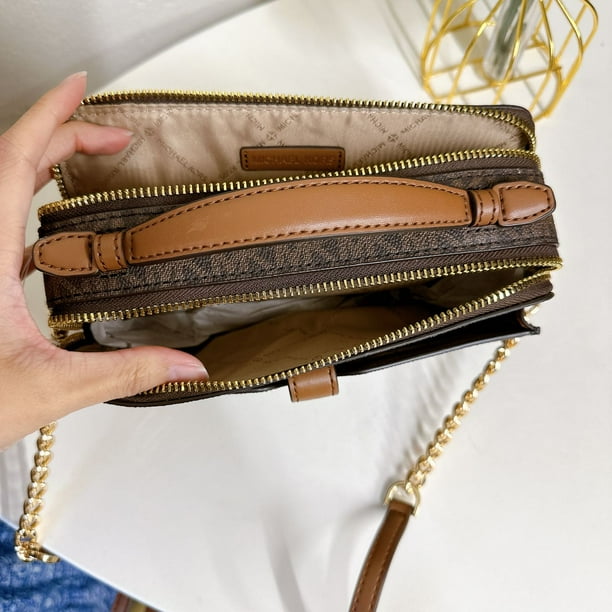 Michael Kors Medium Double Zip Smartphone Crossbody Bag in Brown