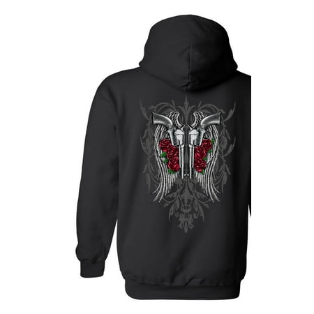 Women's Pullover Hoodie Beautiful Angel Wings Pistols and