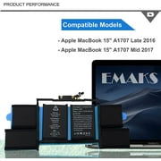 A1820 Laptop Battery Compatible with MacBook Pro 15 inch A1707 Late 2016 Mid 2017 EMC 3162 3072 Series MLH32LL/A MLH42LL/A MLW72LL/A MLW72HN/A MLW82LL/A MPTR2LL/A MPTT2LL/A