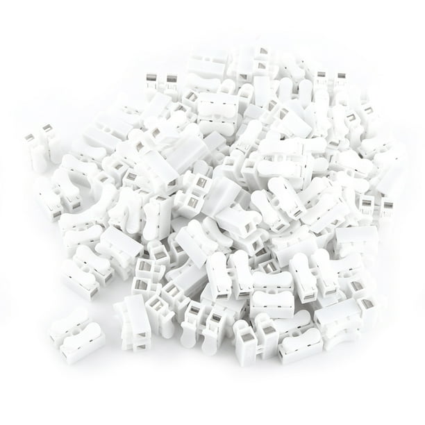100 piezas 10A 220V 2 pines conector de cable de empuje rápido terminal de cableado blanco