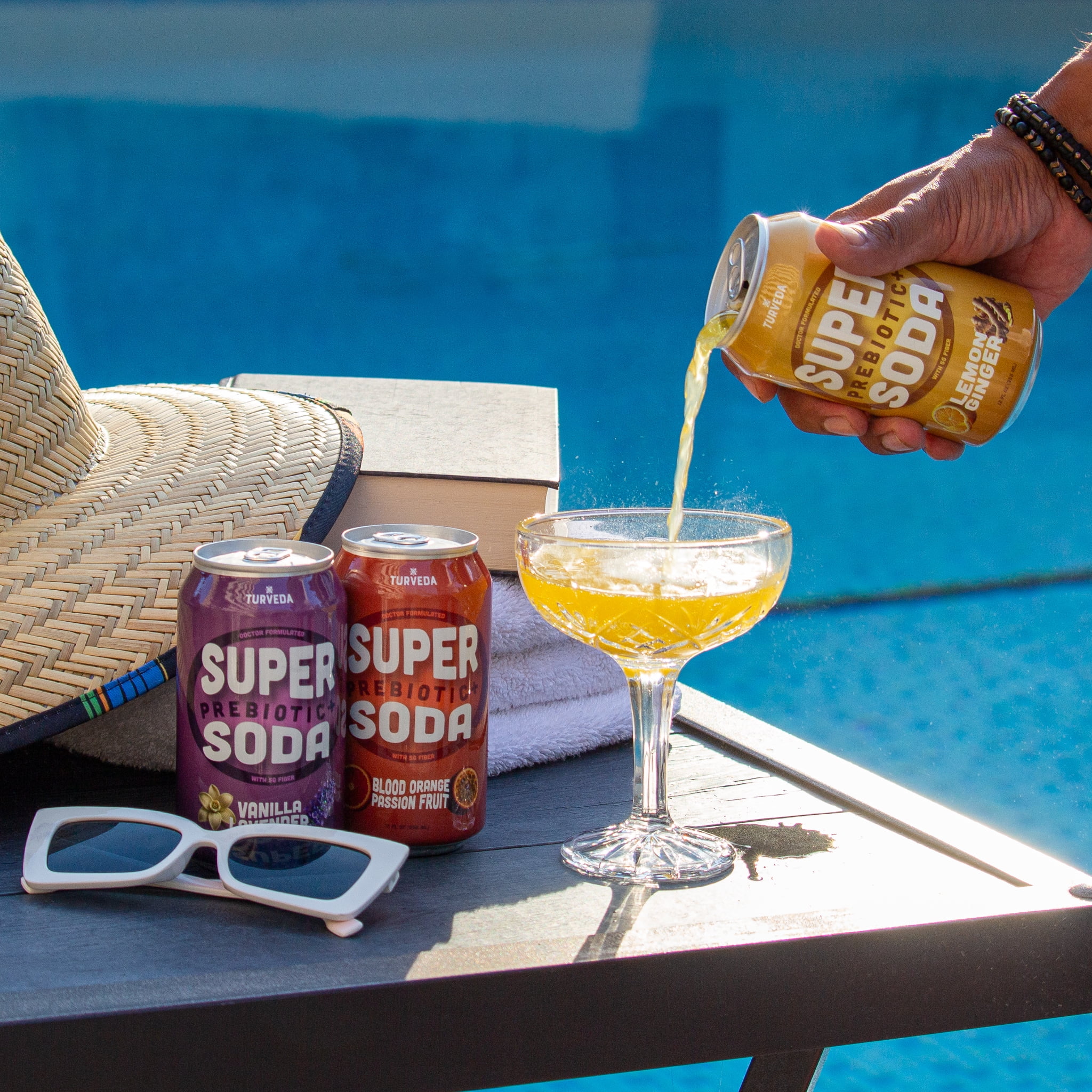 Turveda Super Prebiotic+ Lemon Ginger Pop Soda, Sparkling Drink, Modern Diet Soda 12 pack, 12 fl oz