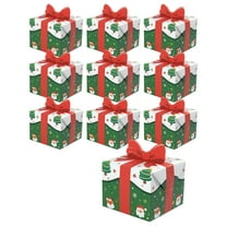 geerera 10-Pack Christmas Gift Boxes with Bows, 3D Cardboard Cookie Treat Boxes, 2.5x2.5x2.7 Inch Candy Containers, for Holiday Party Favors, Xmas Goodie Gifts, Cookie Exchange Events