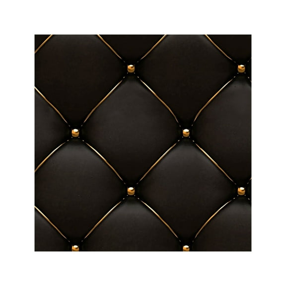 3D Faux Leather Wall Panels, Self-Adhesive Decorative Wall Tiles for Home, Office, Bedroom, Soundproof, Waterproof, Easy to Install, 19.7 x 19.7 Inch, Black Gold Accents, 1 Piece