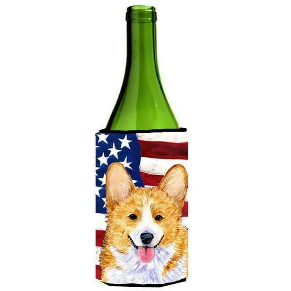 Usa American Flag With Corgi Wine bottle sleeve Hugger