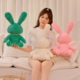 thumbnail image 2 of 38/45cm Long Ears Sitting Posture Ribbed Faux Pearls Necklace Bunny Doll Toy Plush Stuffed Rabbit Doll Cartoon Animal Toy, 2 of 10