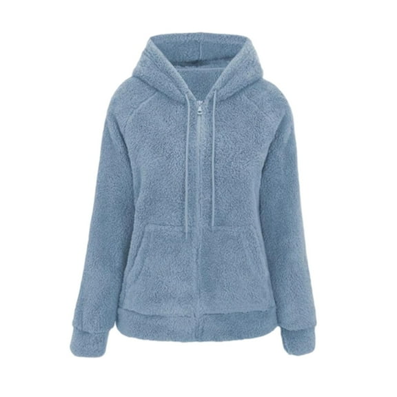 Womens jackets Lightweight Soft Thermal Zip Up Hooded jackets with pockets long sleeve winter Warm Windproof Outerwear