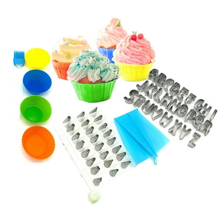 57pcs Cake Decorating Supplies Kit - Cupcake Decorating Kit,Baking Supplies,Rotating Turntable Stand, Frosting & Piping Bags and Tips Set, Icing Spatula and Smoother, Pastry