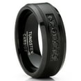 thumbnail image 1 of Mens Tungsten Ring Black Stainless Steel Wedding Band 7 Round Cubic Zirconia 8MM, 1 of 3