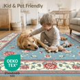 thumbnail image 4 of ODIKA 4'x6' Powder Blue Traditional Botanical Washable Area Rug Blooming Garden Leaf Spray Centered Symmetry Petal Motif for Bedroom, Reading Nook, Pet Friendly & Non-Shedding, 4 of 7