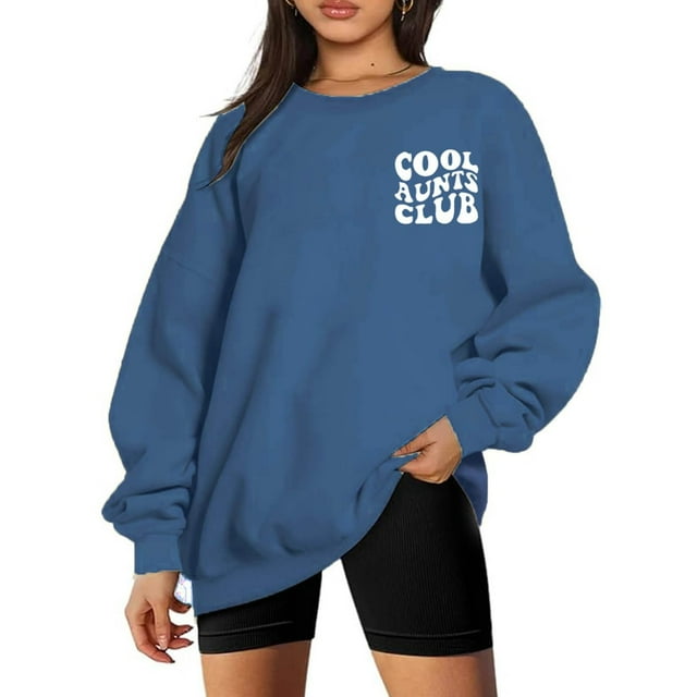 Chandail à Capuche Sans Capuche pour Femmes Col Rond Chandail Confortable Décontracté Sportif Imprimé Lettre pour Usage Quotidien et Mode