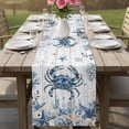 thumbnail image 4 of Blue Crab Coastal Table Runner 70 Inches, Beach Starfish Nautical Coral Retro Bed Runner Dresser Scarves Tabletop for Indoor Outdoor Parties/Ceremony/Banquet, 13" x 70", 4 of 9