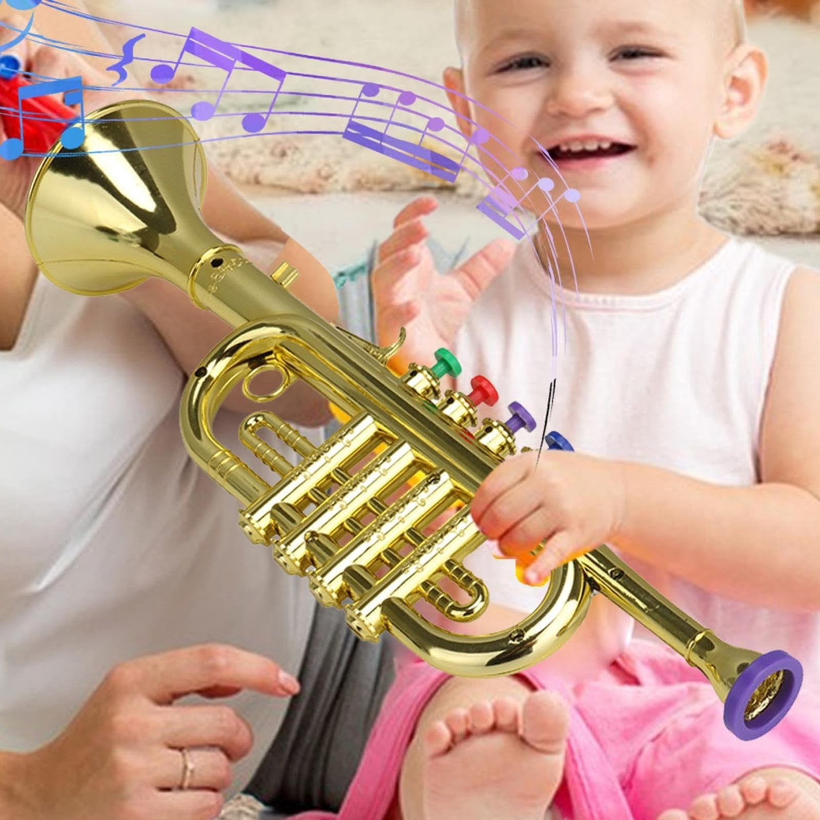 Loespoir Children's Trumpet Toy, Trumpet Wind Instrument for Toddlers, Musical Toy for Kids, for Early Learning, Play, Party, Colorful, Sturdy Plastic