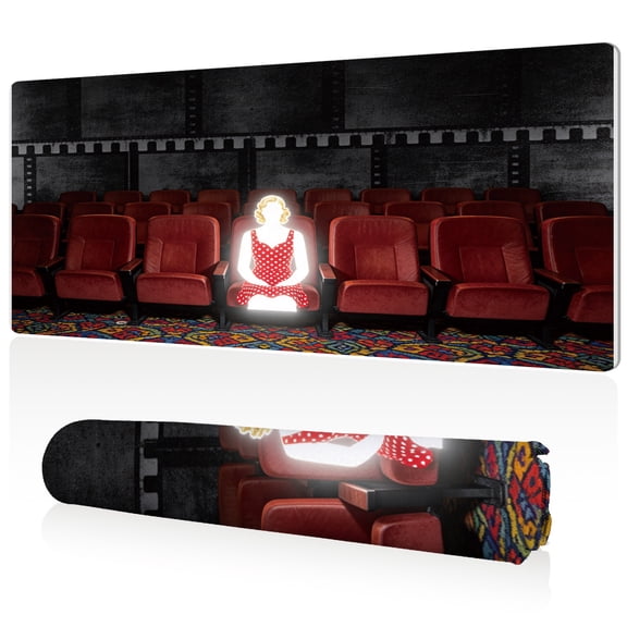 LIVEKEY Cinema Mouse Pad XL 80x40x0.3cm Non Slip Full Coverage Durable Easy Clean Sewn Gaming Office