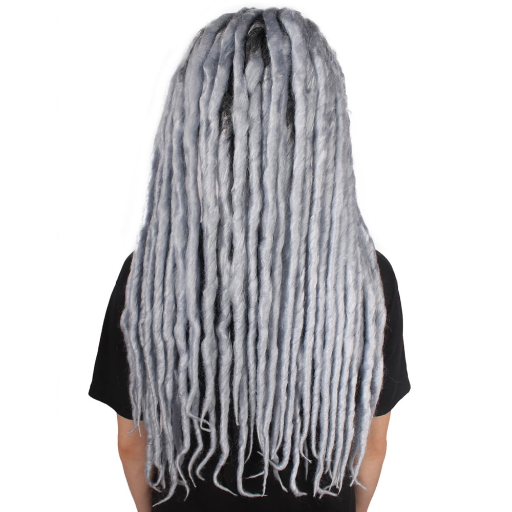 HPO Adult Women's Long Dreadlocks Wig - Dark Grey Dreadlock with Dark Roots - Capless Cap Design