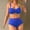 *Blue, variant on Women's Slim Fit Solid Color Two Piece Surf Set ,Sporty Casual Swimsuit Black,Womens Plus S