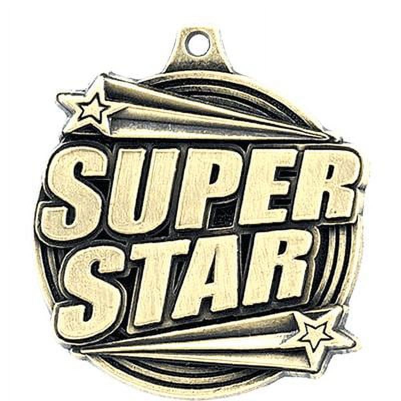 Super Star Medals, 2" Gold Diecast Super Star Medal Award 5 Pack